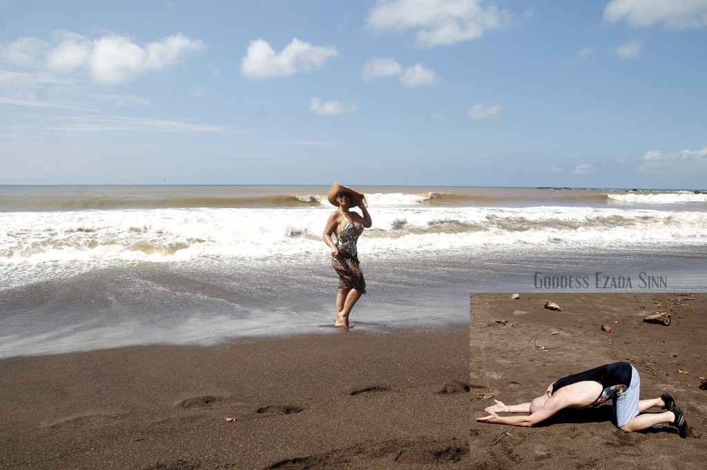 Goddess Ezada Sinn on the beach Costa Rica Pacific